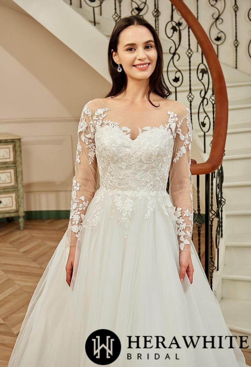 Robe De Mariée Manche Dentelle – Image 3
