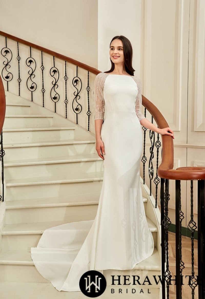 Robe De Mariée Sirène Manche 3 4 – Image 3
