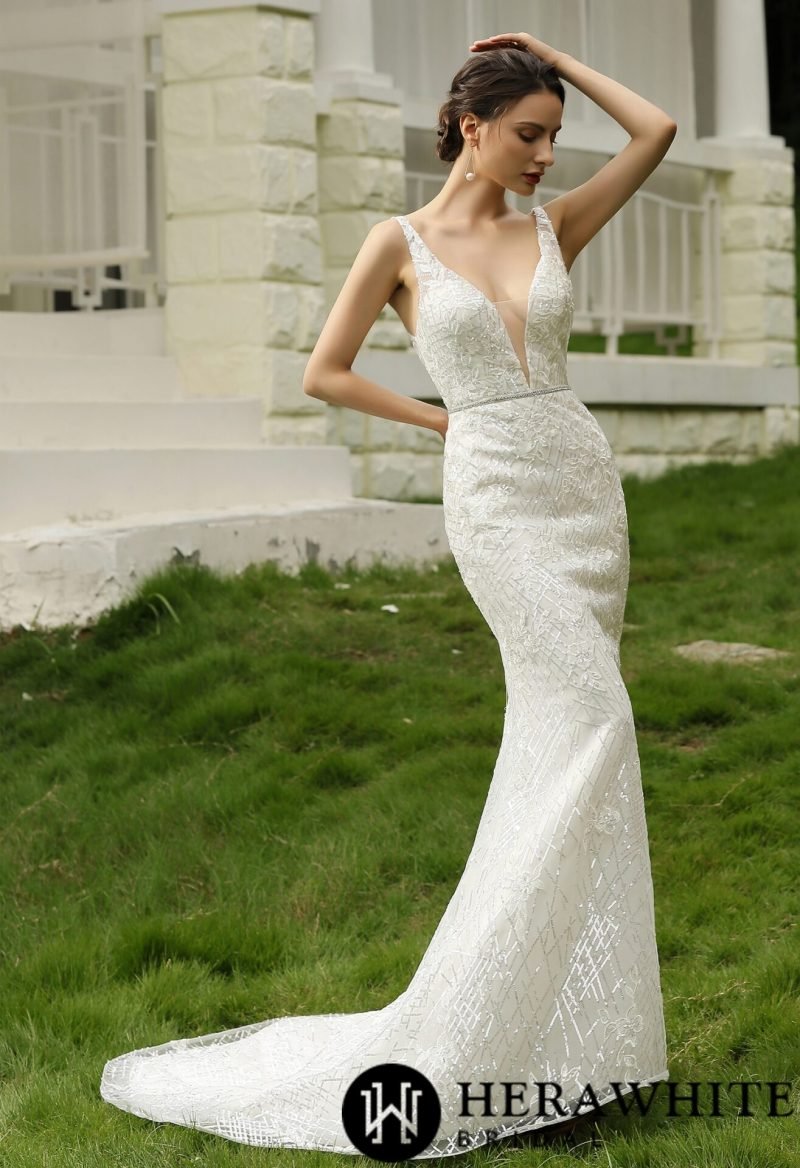 Robe De Mariée Sirène Pailleté – Image 2