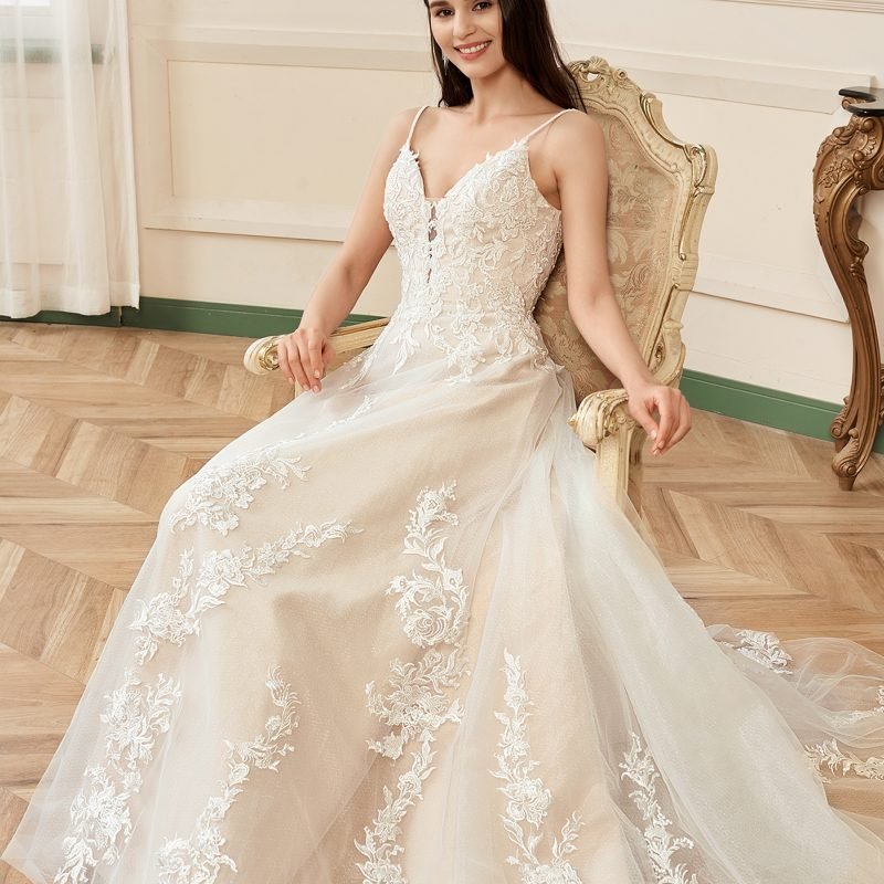 Robe De Mariée Col V Florale