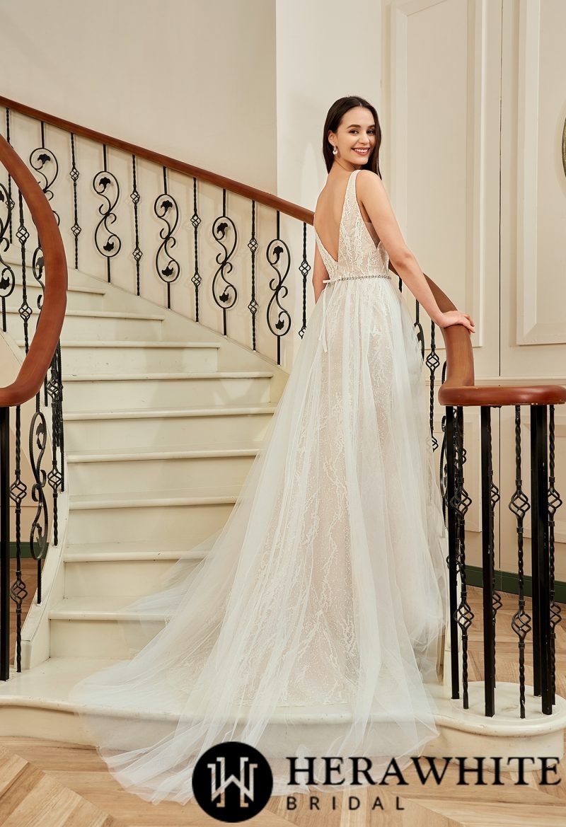 Robe De Mariée Trompette Col V – Image 5