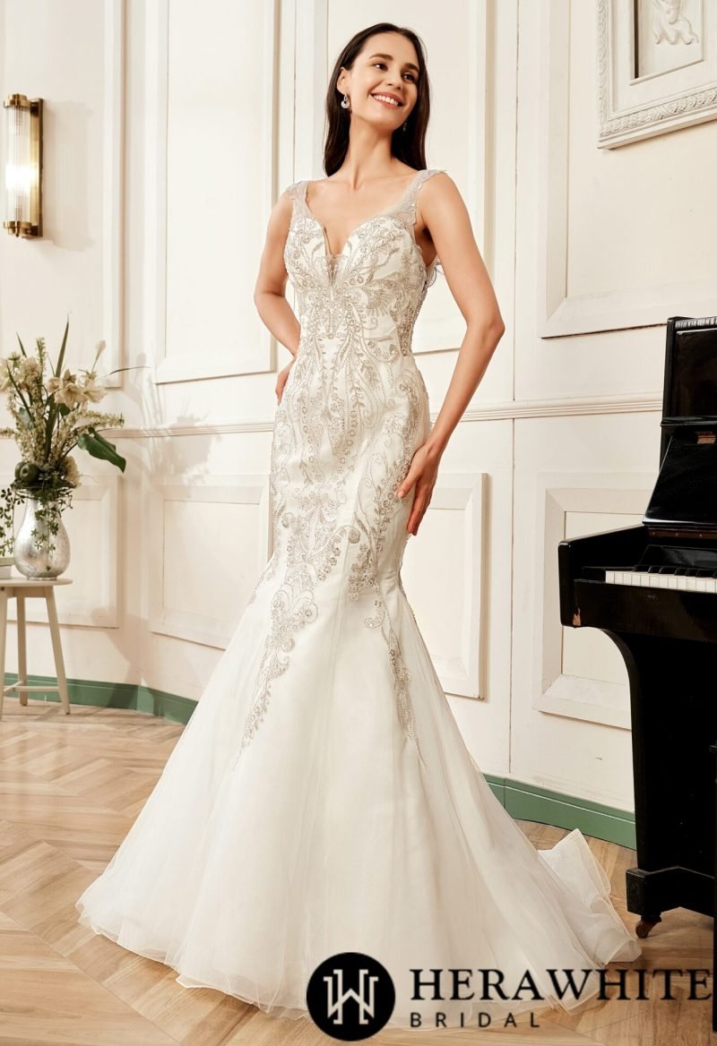 Robe De Mariée Sirène Avec Perles