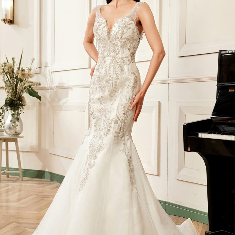 Robe De Mariée Sirène Avec Perles