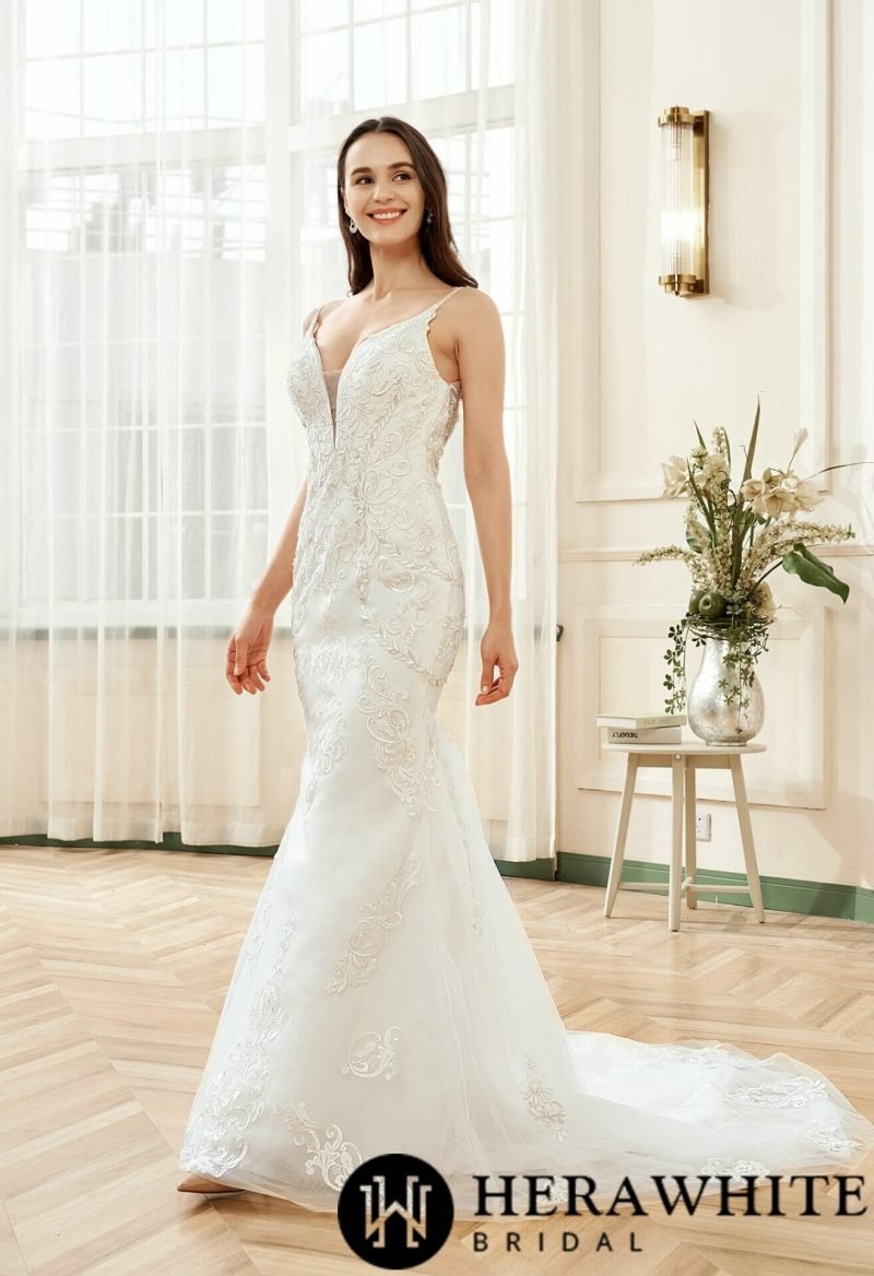 Robe De Mariée Sirène Broderies Argentées – Image 4