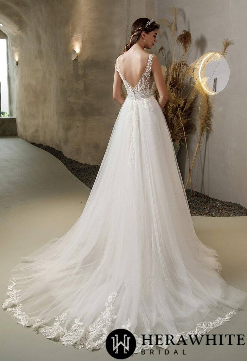 Robe De Mariée Florale Avec Perles – Image 5