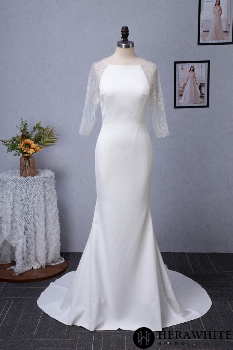 Robe De Mariée Sirène Manche 3 4 – Image 6