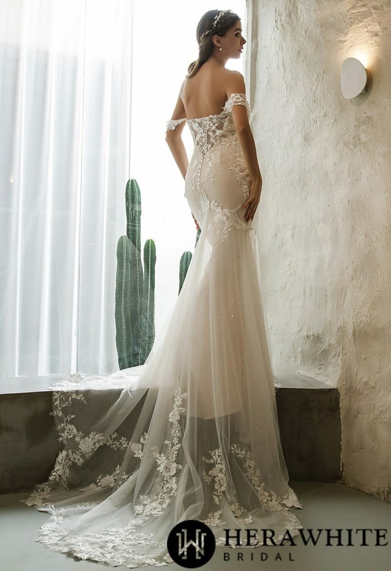 Robe De Mariée Sirène Perles Et Dentelle – Image 6