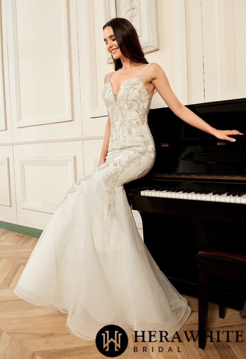 Robe De Mariée Sirène Avec Perles – Image 4