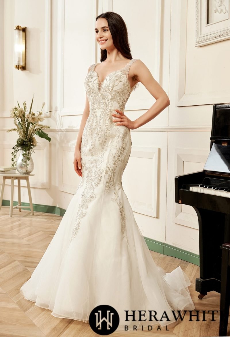 Robe De Mariée Sirène Avec Perles – Image 3