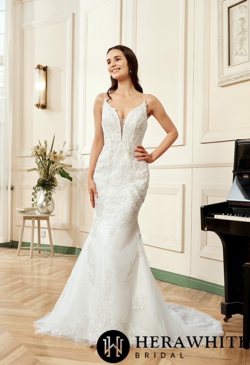 Robe De Mariée Sirène Broderies Argentées – Image 3