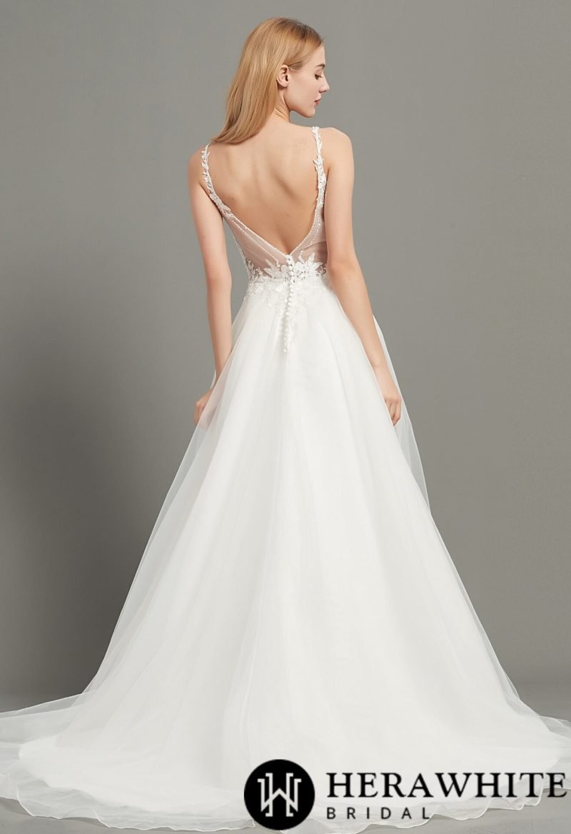 Robe De Mariée Col Cœur Et Dos Plongeant – Image 4
