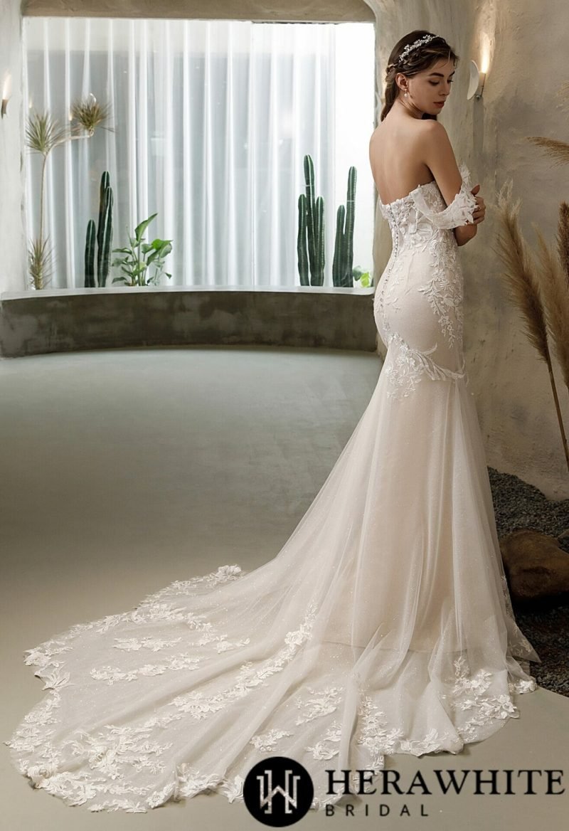 Robe De Mariée Sirène Perles Et Dentelle – Image 4