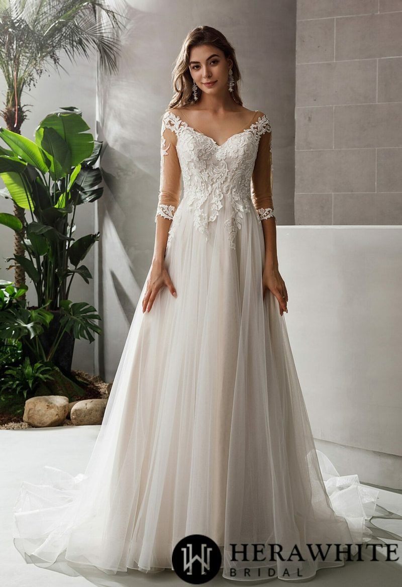 Robe De Mariée Florale Ligne A – Image 2