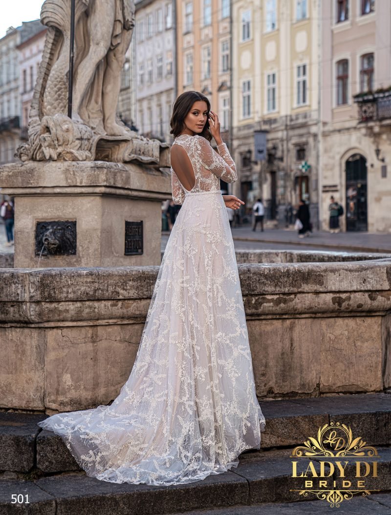Robe De Mariée Bohème Manche Longue – Image 3