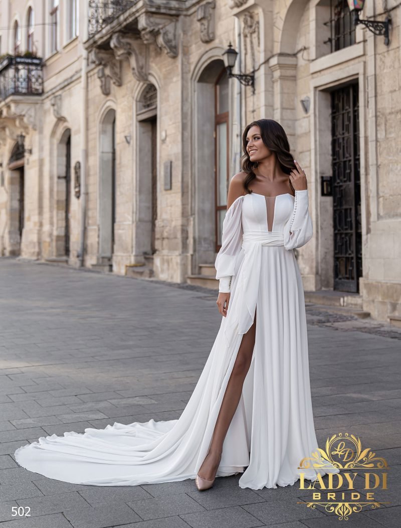 Robe De Mariée fendue avec ceinture tissu