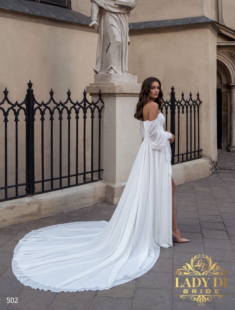 Robe De Mariée fendue avec ceinture tissu – Image 3