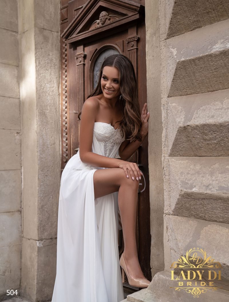 Robe De Mariée Bustier Séduisant et Jupe Fendue – Image 4