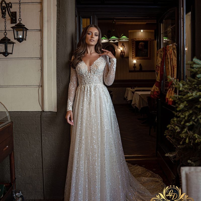 Robe De Mariée Brodée et Etincelante
