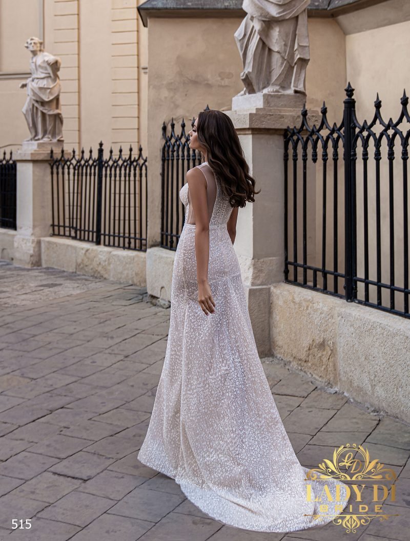 Robe De Mariée Sexy A Fente Et Tissu Illusion – Image 3
