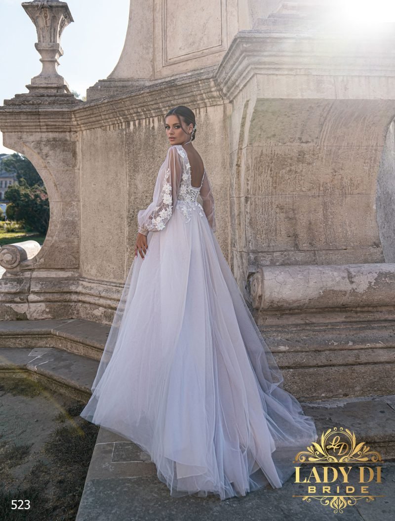 Robe De Mariée Fendue Jupe Tulle Blanche – Image 3